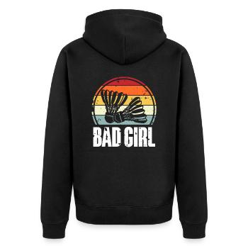Badminton - Unisex Premium Bio Zip Hoodie - Schwarz - Hinten - Nico (187cm)