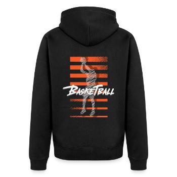 Basketball Basketballer - Unisex Premium Bio Zip Hoodie - Schwarz - Hinten - Nico (187cm)