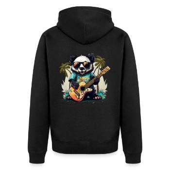 Cool Panda - Unisex Premium Organic Zip Hoodie - black - Back - Nico (187cm)