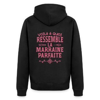 Marraine Parfaite - Parrain - Marraine - Filleule - Veste à capuche bio Premium Unisexe - noir - Dos - Nico (187cm)