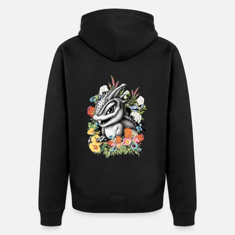 Drache - Unisex Premium Bio Zip Hoodie - Schwarz