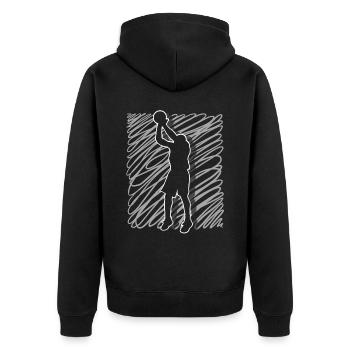 Basketball Basketballer - Unisex Premium Bio Zip Hoodie - Schwarz - Hinten - Nico (187cm)