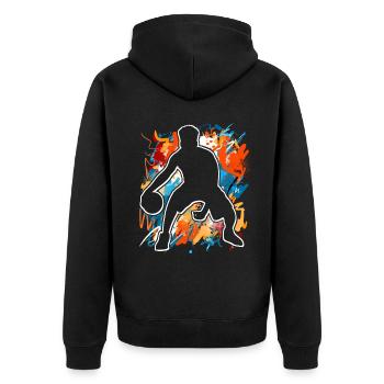 Basketball Basketballer - Unisex Premium Bio Zip Hoodie - Schwarz - Hinten - Nico (187cm)