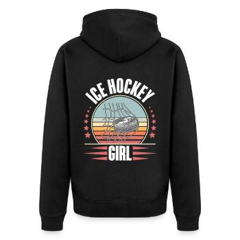 Eishockey Ice Hockey - Unisex Premium Organic Zip Hoodie - black - Back - Nico (187cm)