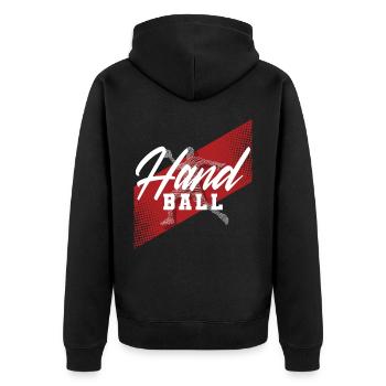 Handball Handball Players - Unisex Premium Organic Zip Hoodie - black - Back - Nico (187cm)
