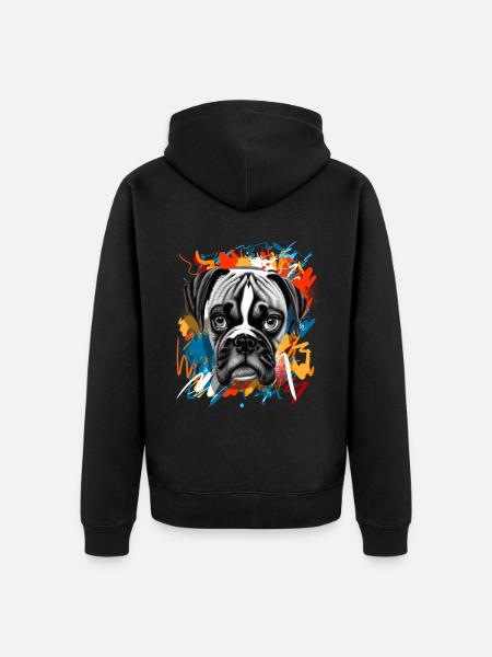 Boxer Dog - Unisex Premium Organic Zip Hoodie - black