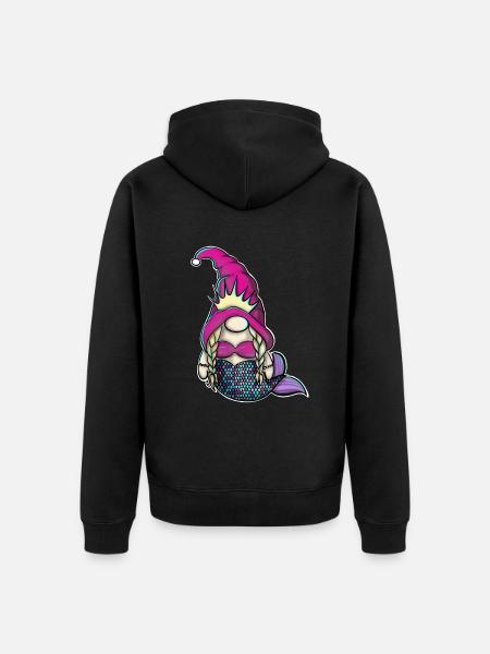 Mermaid Gnome Gnome - Unisex Premium Organic Zip Hoodie - black