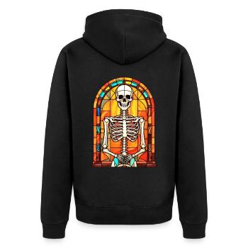 Halloween Stained Glass Stained Glass - Unisex Premium Organic Zip Hoodie - black - Back - Nico (187cm)