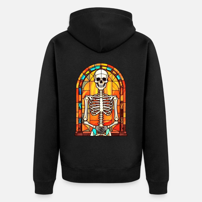 Vitrail d’Halloween - Veste à capuche bio Premium Unisexe - noir