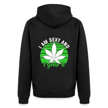 Grower, Cannabis, Marijuana, Weed, Weed, - Unisex Premium Organic Zip Hoodie - black - Back - Nico (187cm)