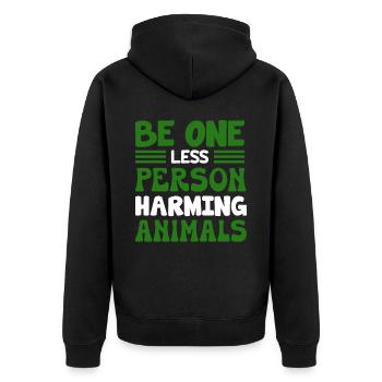 Vegan Veganism - Unisex Premium Organic Zip Hoodie - black - Back - Nico (187cm)