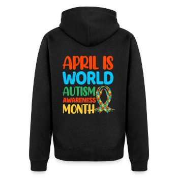 Autismus Autist - Unisex Premium Bio Zip Hoodie - Schwarz - Hinten - Nico (187cm)