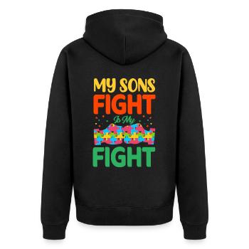 Autism Autistic - Unisex Premium Organic Zip Hoodie - black - Back - Nico (187cm)