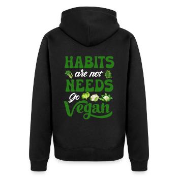 Vegan Veganism - Unisex Premium Organic Zip Hoodie - black - Back - Nico (187cm)