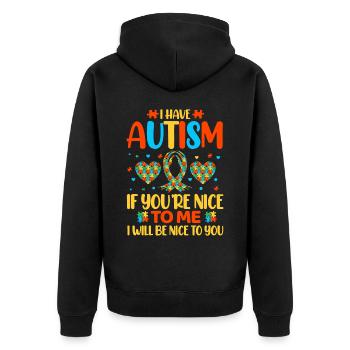 Autismus Autist - Unisex Premium Bio Zip Hoodie - Schwarz - Hinten - Nico (187cm)