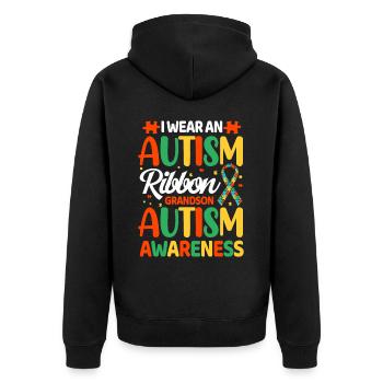 Autismus Autist - Unisex Premium Bio Zip Hoodie - Schwarz - Hinten - Nico (187cm)