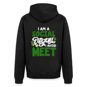 Vegan Veganism - Unisex Premium Organic Zip Hoodie - black - Back - Nico (187cm)