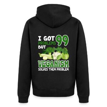 Vegan Veganism - Unisex Premium Organic Zip Hoodie - black - Back - Nico (187cm)