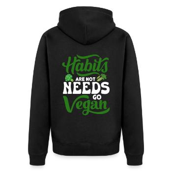 Vegan Veganism - Unisex Premium Organic Zip Hoodie - black - Back - Nico (187cm)
