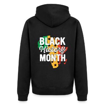 Mois de l’histoire des Noirs Histoire des Noirs - Veste à capuche bio Premium Unisexe - noir - Dos - Nico (187cm)