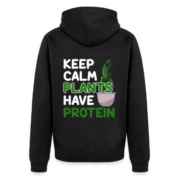 Vegan Veganism - Unisex Premium Organic Zip Hoodie - black - Back - Nico (187cm)