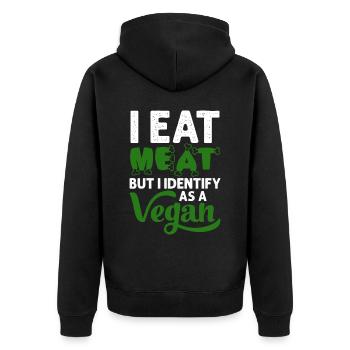 Vegan Veganism - Unisex Premium Organic Zip Hoodie - black - Back - Nico (187cm)