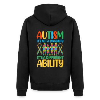 Autismus Autist - Unisex Premium Bio Zip Hoodie - Schwarz - Hinten - Nico (187cm)