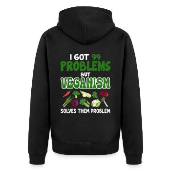 Vegan Veganism - Unisex Premium Organic Zip Hoodie - black - Back - Nico (187cm)
