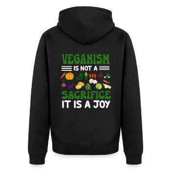 Vegan Veganism - Unisex Premium Organic Zip Hoodie - black - Back - Nico (187cm)