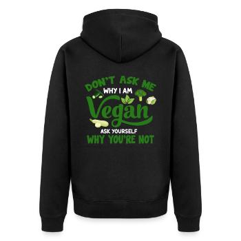 Vegan Veganism - Unisex Premium Organic Zip Hoodie - black - Back - Nico (187cm)