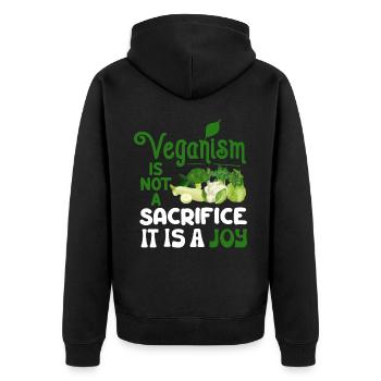 Vegan Veganism - Unisex Premium Organic Zip Hoodie - black - Back - Nico (187cm)