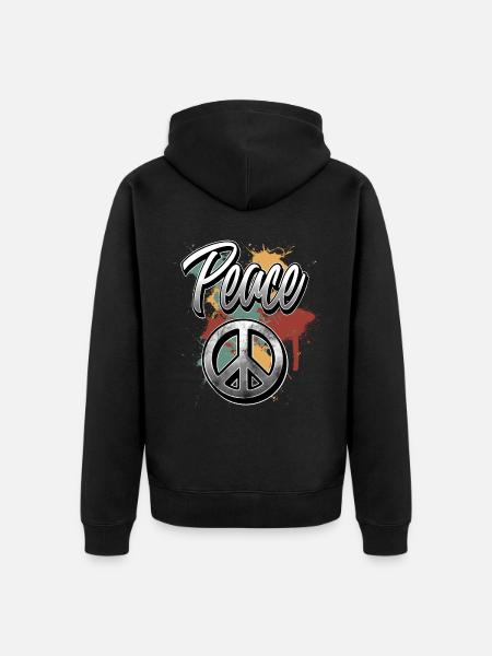 Peace Frieden - Unisex Premium Organic Zip Hoodie - black