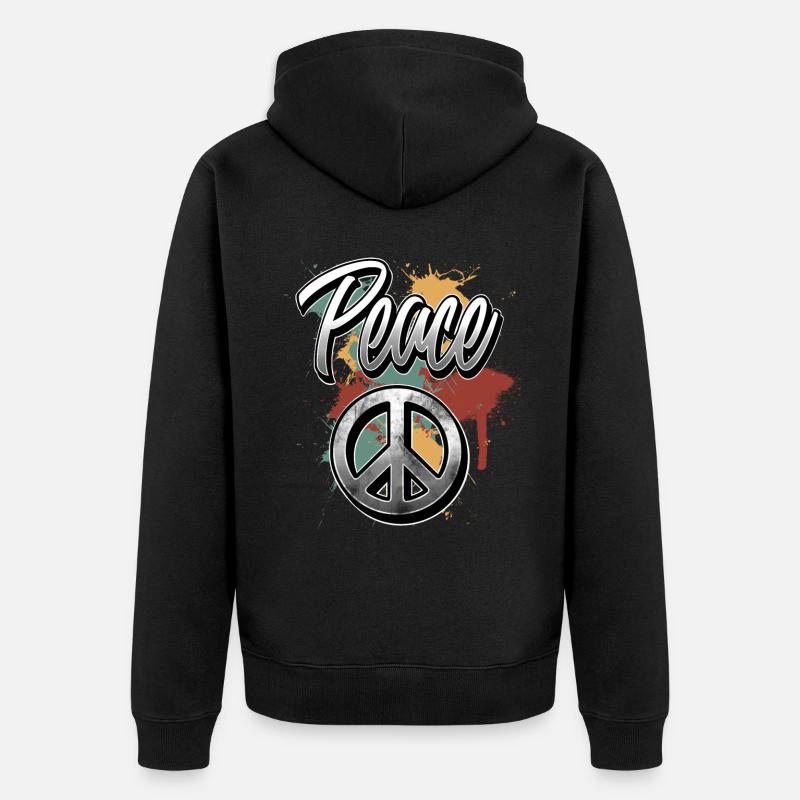 Paix Frieden - Veste à capuche bio Premium Unisexe - noir