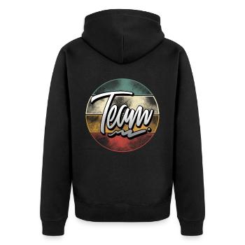 Team - Unisex Premium Organic Zip Hoodie - black - Back - Nico (187cm)