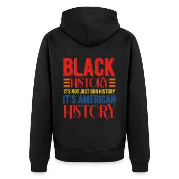 Mois de l’histoire des Noirs Histoire des Noirs - Veste à capuche bio Premium Unisexe - noir - Dos - Nico (187cm)