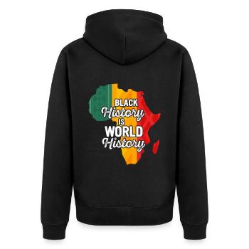 Mois de l’histoire des Noirs Histoire des Noirs - Veste à capuche bio Premium Unisexe - noir - Dos - Nico (187cm)