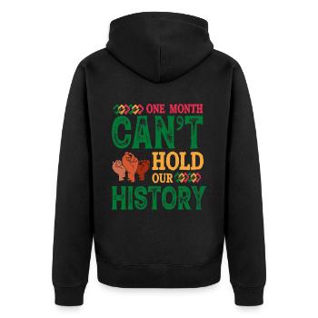 Mois de l’histoire des Noirs Histoire des Noirs - Veste à capuche bio Premium Unisexe - noir - Dos - Nico (187cm)