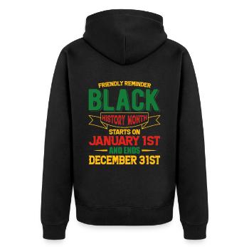 Mois de l’histoire des Noirs Histoire des Noirs - Veste à capuche bio Premium Unisexe - noir - Dos - Nico (187cm)
