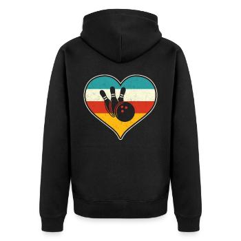 Bowling - Unisex Premium Bio Zip Hoodie - Schwarz - Hinten - Nico (187cm)