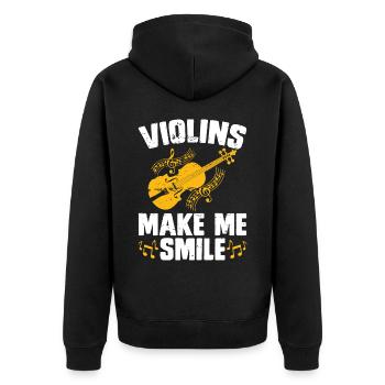 Violine Violinist - Unisex Premium Bio Zip Hoodie - Schwarz - Hinten - Nico (187cm)