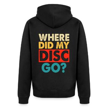 Discgolf Disc Golf - Unisex Premium Bio Zip Hoodie - Schwarz - Hinten - Nico (187cm)