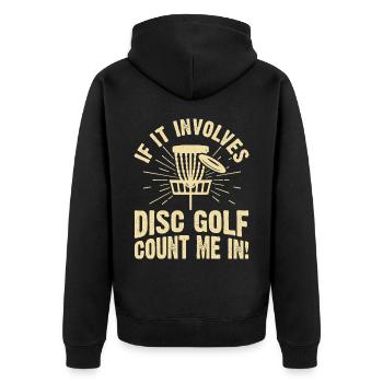 Discgolf Disc Golf - Unisex Premium Bio Zip Hoodie - Schwarz - Hinten - Nico (187cm)