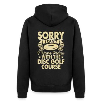 Discgolf Disc Golf - Unisex Premium Bio Zip Hoodie - Schwarz - Hinten - Nico (187cm)