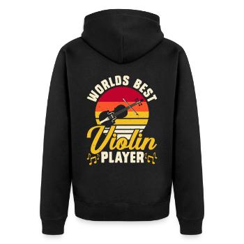 Violine Violinist - Unisex Premium Bio Zip Hoodie - Schwarz - Hinten - Nico (187cm)