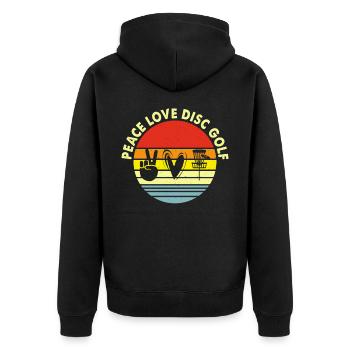 Discgolf Disc Golf - Unisex Premium Bio Zip Hoodie - Schwarz - Hinten - Nico (187cm)