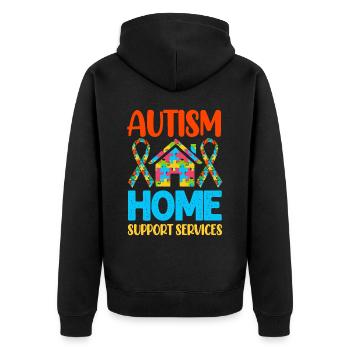 Autismus Autist - Unisex Premium Bio Zip Hoodie - Schwarz - Hinten - Nico (187cm)