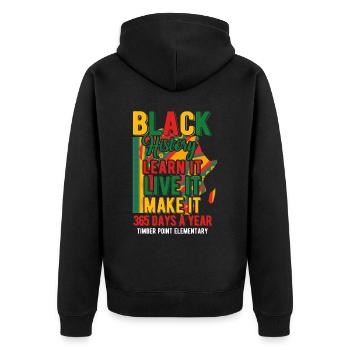 Mois de l’histoire des Noirs Histoire des Noirs - Veste à capuche bio Premium Unisexe - noir - Dos - Nico (187cm)
