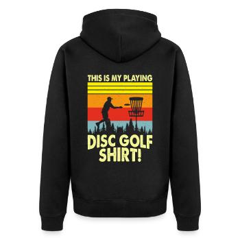 Discgolf Disc Golf - Unisex Premium Bio Zip Hoodie - Schwarz - Hinten - Nico (187cm)
