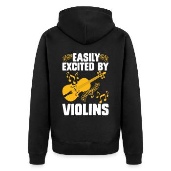 Violine Violinist - Unisex Premium Bio Zip Hoodie - Schwarz - Hinten - Nico (187cm)