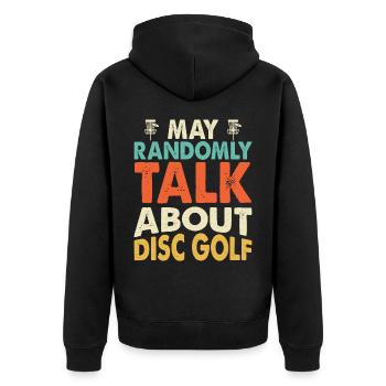 Discgolf Disc Golf - Unisex Premium Bio Zip Hoodie - Schwarz - Hinten - Nico (187cm)